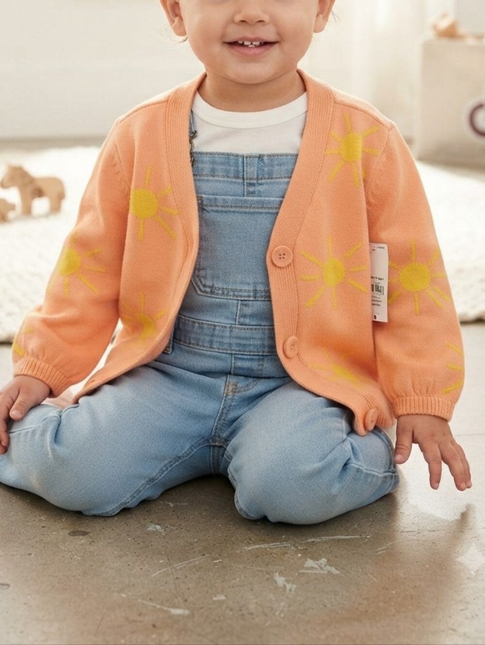 NWT Old Navy Orange, Yellow Sun Print Button Front Knit Cardigan Toddler Size 2T